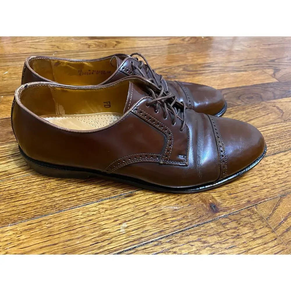 Cole Haan Leather Oxford Dress Shoes Cap Toe Classic Vintage Preppy City Brown